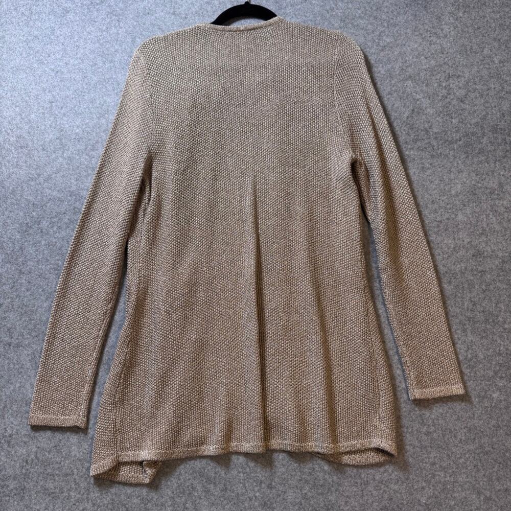 Chico's Travelers Collection Open Front Metallic Knit Cardigan Gold Size 1 (M) - Picture 4 of 10
